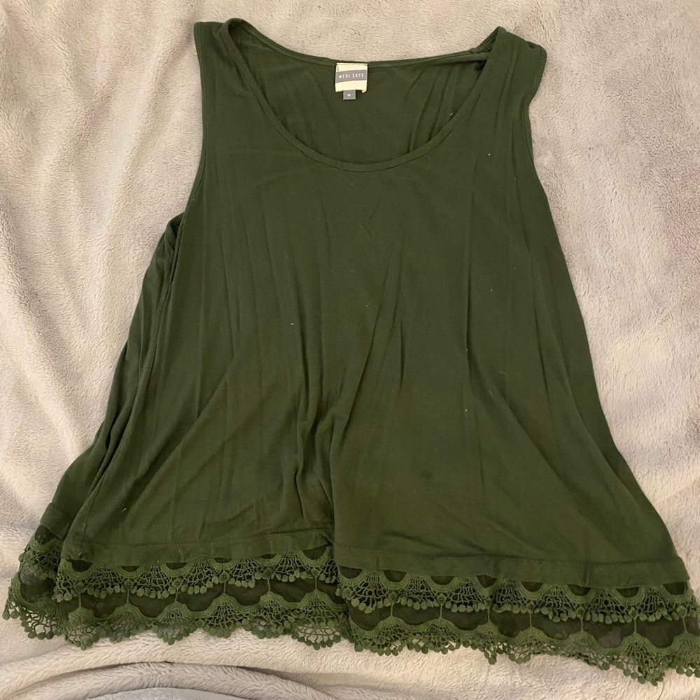 Green Tank With Crochet Bottom